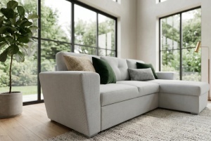 COLTAR CU SPATIU DE DEPOZITARE, APARTMENT 245CM, 3 LOCURI, REALIZAT DIN MATERIAL TEXTIL, DE CULOARE BEJ, ARTIM GROUP - Img 4