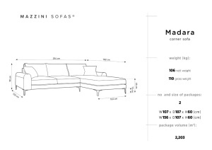 COLTAR ELEGANT DREAPTA 254CM, MADARA 5 LOCURI, DIVERSE CULORI, MATERIAL TEXTIL, ARTIM GROUP COLLECTION - Img 8