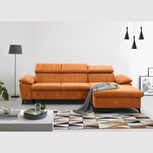 COLTAR EXTENSIBIL DREAPTA, COLIN 274CM, DIN TEXTIL FOARTE FIN DE CULOARE CUPRU, CONFORT SPORIT - Img 7