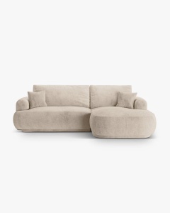 COLTAR EXTENSIBIL ELLA, PE DREAPTA, NISIPIU, 271X174 CM, TAPITAT CU TAPITERIE DIN TEXTIL STRUCTURAT SORELLA, MICADONI