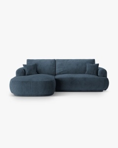 COLTAR EXTENSIBIL ELLA, PE STANGA, ALBASTRU INCHIS, 271X174 CM, TAPITAT CU TAPITERIE DIN TEXTIL STRUCTURAT SORELLA, MICADONI