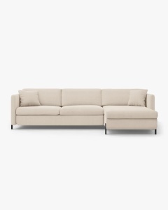 COLTAR EXTENSIBIL GLORIA, BEJ, PE DREAPTA, 266 CM, TAPITAT CU TAPITERIE DIN TEXTIL STRUCTURAT BJORN, MICADONI