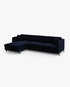 COLTAR EXTENSIBIL GLORIA, NEGRU, PE STANGA, 266 CM, TAPITAT CU TAPITERIE DIN TEXTIL CATIFEA SALVADOR, MICADONI - Img 3
