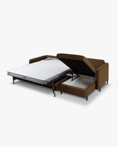 COLTAR EXTENSIBIL GLORIA, PE DREAPTA, CIOCOLATIU, 170X286 CM, TAPITAT CU TAPITERIE DIN TEXTIL CATIFEA SALVADOR, MICADONI - Img 2