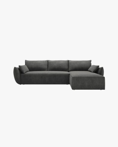 COLTAR EXTENSIBIL KAELLE, 252 CM, PE DREAPTA, GRI INCHIS, CU TAPITERIE DIN TEXTIL CHENILLE OVER THE HORIZON, MICADONI