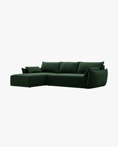COLTAR EXTENSIBIL KAELLE, 252 CM, PE DREAPTA, VERDE SMARALD, CU TAPITERIE DIN TEXTIL CATIFEA BLUVEL, MICADONI - Img 3