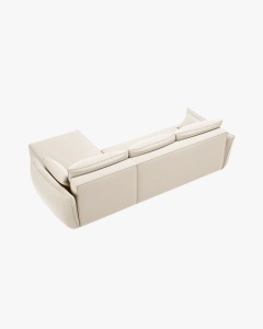 COLTAR EXTENSIBIL KAELLE, 252 CM, PE STANGA, BEJ DESCHIS, CU TAPITERIE DIN TEXTIL CATIFEA BLUVEL, MICADONI - Img 5