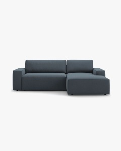 COLTAR EXTENSIBIL, PE DREAPTA, JODIE, 246X151 CM, ALBASTRU, TAPITAT CU TAPITERIE DIN TEXTIL STRUCTURAT MEGAN, MICADONI