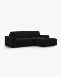 COLTAR EXTENSIBIL, PE DREAPTA, JODIE, 246X151 CM, NEGRU, TAPITAT CU TAPITERIE DIN TEXTIL CATIFEA BLUVEL, MICADONI - Img 3