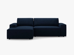 COLTAR EXTENSIBIL, PE STANGA, JODIE, 246X151 CM, ALBASTRU INCHIS, TAPITAT CU TAPITERIE DIN TEXTIL BOUCLE BALOO, MICADONI