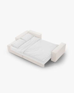 COLTAR EXTENSIBIL, PE STANGA, JODIE, 246X151 CM, BEJ DESCHIS, TAPITAT CU TAPITERIE DIN TEXTIL STRUCTURAT MEGAN, MICADONI - Img 2
