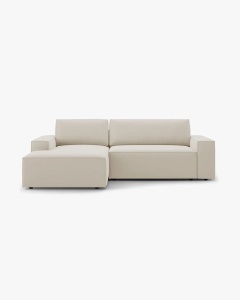 COLTAR EXTENSIBIL, PE STANGA, JODIE, 246X151 CM, BEJ INCHIS, TAPITAT CU TAPITERIE DIN TEXTIL CATIFEA BLUVEL, MICADONI