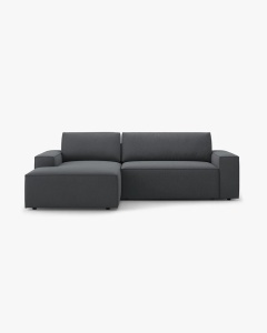 COLTAR EXTENSIBIL, PE STANGA, JODIE, 246X151 CM, GRI INCHIS, TAPITAT CU TAPITERIE DIN TEXTIL STRUCTURAT MEGAN, MICADONI