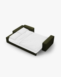 COLTAR EXTENSIBIL, PE STANGA, JODIE, 246X151 CM, VERDE MASLINIU INCHIS, TAPITAT CU TAPITERIE DIN TEXTIL BOUCLE BALOO, MICADONI - Img 2