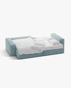 COLTAR EXTENSIBIL VICTOR, PE STANGA, ALBASTRU DESCHIS, 246X148 CM, TAPITAT CU TAPITERIE DIN TEXTIL STRUCTURAT MOLYBDENE, MICADONI - Img 3