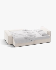 COLTAR EXTENSIBIL VICTOR, PE STANGA, BEJ DESCHIS, 246X148 CM, TAPITAT CU TAPITERIE DIN TEXTIL STRUCTURAT MOLYBDENE, MICADONI - Img 3