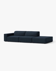 COLTAR JODIE, 262X99 CM, PE DREAPTA, CU 3 LOCURI, ALBASTRU INCHIS, TAPITAT CU TAPITERIE DIN TEXTIL BOUCLE BALOO, MICADONI - Img 2