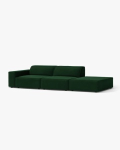 COLTAR JODIE, 262X99 CM, PE DREAPTA, CU 3 LOCURI, VERDE SMARALD, TAPITAT CU TAPITERIE DIN TEXTIL CATIFEA BLUVEL, MICADONI - Img 2