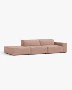 COLTAR JODIE, 262X99 CM, PE STANGA, CU 3 LOCURI, ROZ PUDRAT, TAPITAT CU TAPITERIE DIN TEXTIL BOUCLE BALOO, MICADONI - Img 2