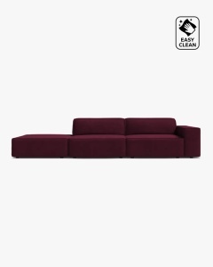 COLTAR JODIE, 262X99 CM, PE STANGA, CU 3 LOCURI, VISINIU, TAPITAT CU TAPITERIE DIN TEXTIL CATIFEA VENUS, MICADONI