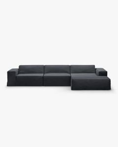 COLTAR JODIE, PE DREAPTA, 284X162 CM, GRI ALBASTRU, TAPITAT CU TAPITERIE DIN TEXTIL STRUCTURAT LINS, MICADONI