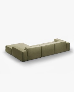 COLTAR JODIE, PE DREAPTA, 284X162 CM, VERDE DESCHIS, TAPITAT CU TAPITERIE DIN TEXTIL STRUCTURAT LINS, MICADONI - Img 3