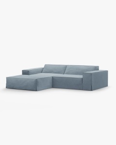 COLTAR JODIE PE STANGA, 224X162 CM, ALBASTRU PAL, TAPITAT CU TAPITERIE DIN TEXTIL STRUCTURAT LINS, MICADONI - Img 2