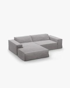 COLTAR JODIE PE STANGA, 224X162 CM, GRI CALD, TAPITAT CU TAPITERIE DIN TEXTIL STRUCTURAT LINS, MICADONI - Img 3