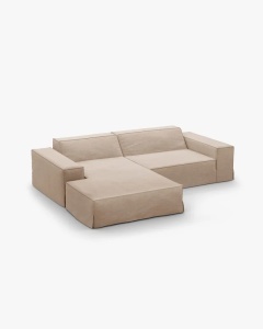 COLTAR JODIE PE STANGA, 224X162 CM, NISIPIU, TAPITAT CU TAPITERIE DIN TEXTIL STRUCTURAT LINS, MICADONI - Img 3