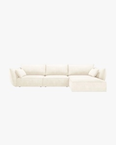 COLTAR KAELLE, 308 CM, CU 4 LOCURI, PE DREAPTA, BEJ DESCHIS, CU TAPITERIE DIN TEXTIL CHENILLE OVER THE HORIZON, MICADONI
