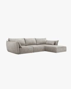 COLTAR KAELLE, 308 CM, CU 4 LOCURI, PE DREAPTA, GRI DESCHIS, CU TAPITERIE DIN TEXTIL CHENILLE OVER THE HORIZON, MICADONI - Img 2