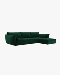 COLTAR KAELLE, 308 CM, CU 4 LOCURI, PE DREAPTA, VERDE SMARALD, CU TAPITERIE DIN TEXTIL CATIFEA BLUVEL, MICADONI - Img 2