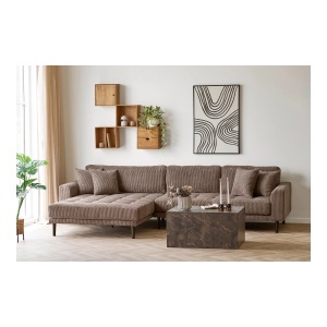 COLTAR LIDO 390CM, DIN LEMN SI TEXTIL RAIAT, CULOARE MARO, HOUSE NORDIC - Img 2