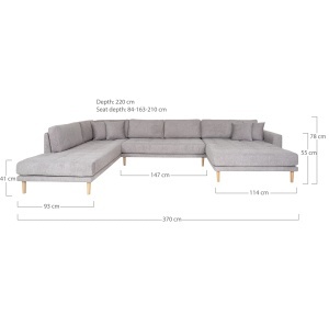 COLTAR LIDO IN FORMA DE U, CU 4 PERINI 370CM, DIN LEMN SI TEXTIL, CULOARE GRI DESCHIS, HOUSE NORDIC - Img 3