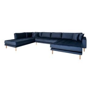COLTAR LIDO IN FORMA DE U, CU 4 PERINI 370CM, DIN LEMN SI TEXTIL, CULOARE ALBASTRU, HOUSE NORDIC - Img 2