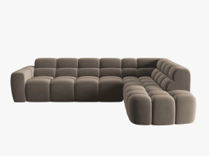 COLTAR LISA, DREAPTA, 5 LOCURI, 293 CM, MARO DESCHIS, TAPITERIE DIN CATIFEA, DESIGN DEOSEBIT - Img 2