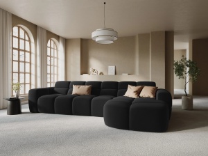 COLTAR LISA, DREAPTA, 5 LOCURI, 310 CM, NEGRU, TAPITERIE DIN CATIFEA, DESIGN DEOSEBIT