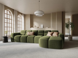 COLTAR LISA, DREAPTA, 5 LOCURI, 310 CM, VERDE OLIVE, TAPITERIE DIN CATIFEA, DESIGN DEOSEBIT