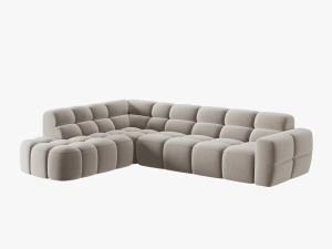 COLTAR LISA, STANGA, 5 LOCURI, 293 CM, BEJ DESCHIS, TAPITERIE DIN CATIFEA, DESIGN DEOSEBIT - Img 2