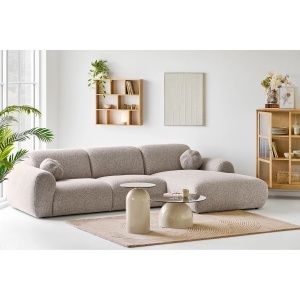COLTAR LIVING CLYDE 300CM, DIN LEMN SI TEXTIL, CULOARE GRI NISIPIU, HOUSE NORDIC - Img 2