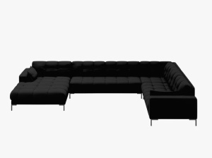 COLTAR MAMAIA, CU 7 LOCURI, PE DREAPTA, NEGRU, CU TAPITERIE DIN TEXTIL NEVE, MICADONI - Img 2