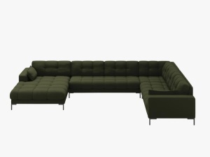 COLTAR MAMAIA, CU 7 LOCURI, PE DREAPTA, VERDE MASLINIU INCHIS, CU TAPITERIE DIN TEXTIL STRUCTURAT NEVE, MICADONI - Img 2