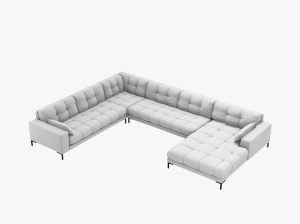 COLTAR MAMAIA, CU 7 LOCURI, PE STANGA, GRI DESCHIS, CU TAPITERIE DIN TEXTIL STRUCTURAT NEVE, MICADONI - Img 3