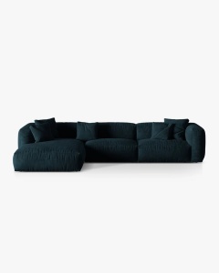 COLTAR MARTINA, 130X176 CM, PE STANGA, ALBASTRU INCHIS, TAPITAT CU TAPITERIE DIN TEXTIL CATIFEA VOGUE, MICADONI