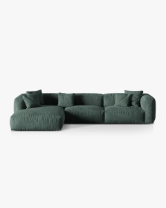 COLTAR MARTINA, 130X176 CM, PE STANGA, VERDE MUSCHI, TAPITAT CU TAPITERIE DIN TEXTIL CATIFEA VOGUE, MICADONI