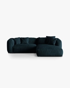 COLTAR MARTINA, ALBASTRU INCHIS, 244 CM, DREAPTA, CU TAPITERIE DIN TEXTIL CATIFEA VOGUE, MICADONI