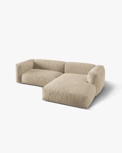 COLTAR MARTINA, BEJ DESCHIS, 244 CM, DREAPTA, CU TAPITERIE DIN TEXTIL CATIFEA VOGUE, MICADONI - Img 3