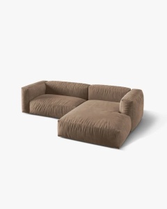 COLTAR MARTINA, BEJ DESCHIS, 244 CM, STANGA, CU TAPITERIE DIN TEXTIL CATIFEA VOGUE, MICADONI - Img 3