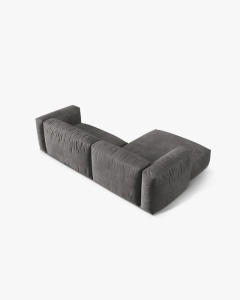 COLTAR MARTINA, GRI, 244 CM, PE STANGA, CU TAPITERIE DIN TEXTIL CATIFEA VOGUE, MICADONI - Img 4