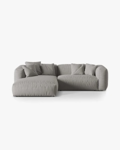 COLTAR MARTINA, GRI DESCHIS, 280 CM, STANGA, CU TAPITERIE DIN TEXTIL STRUCTURAT BOSTON, MICADONI